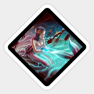 Sapphire Serenity: A Mermaid's Touch Painting (Diamond) Sticker